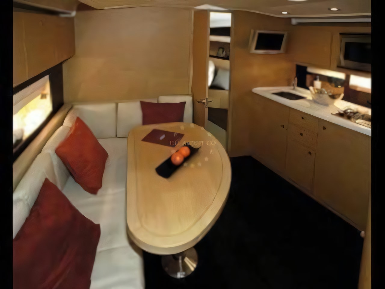 Layout of Monte Carlo 37 Hard Top motor boat with 2 cabins Croatia yacht charter