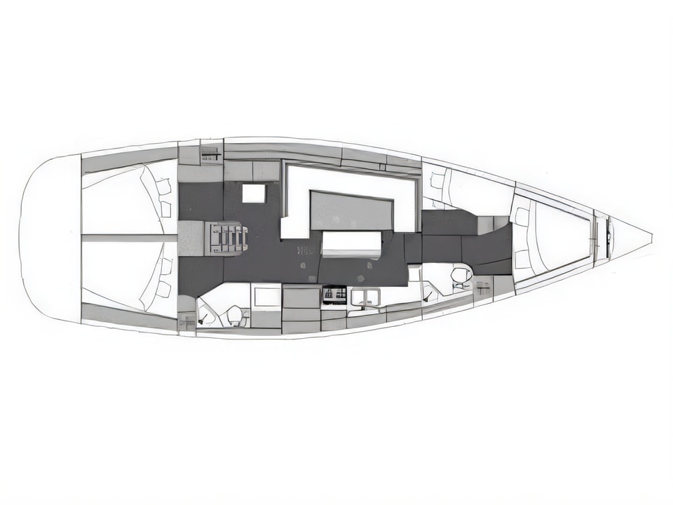 Layout of Elan Impression 45.1 sail boat with 4 cabins Croatia yacht charter