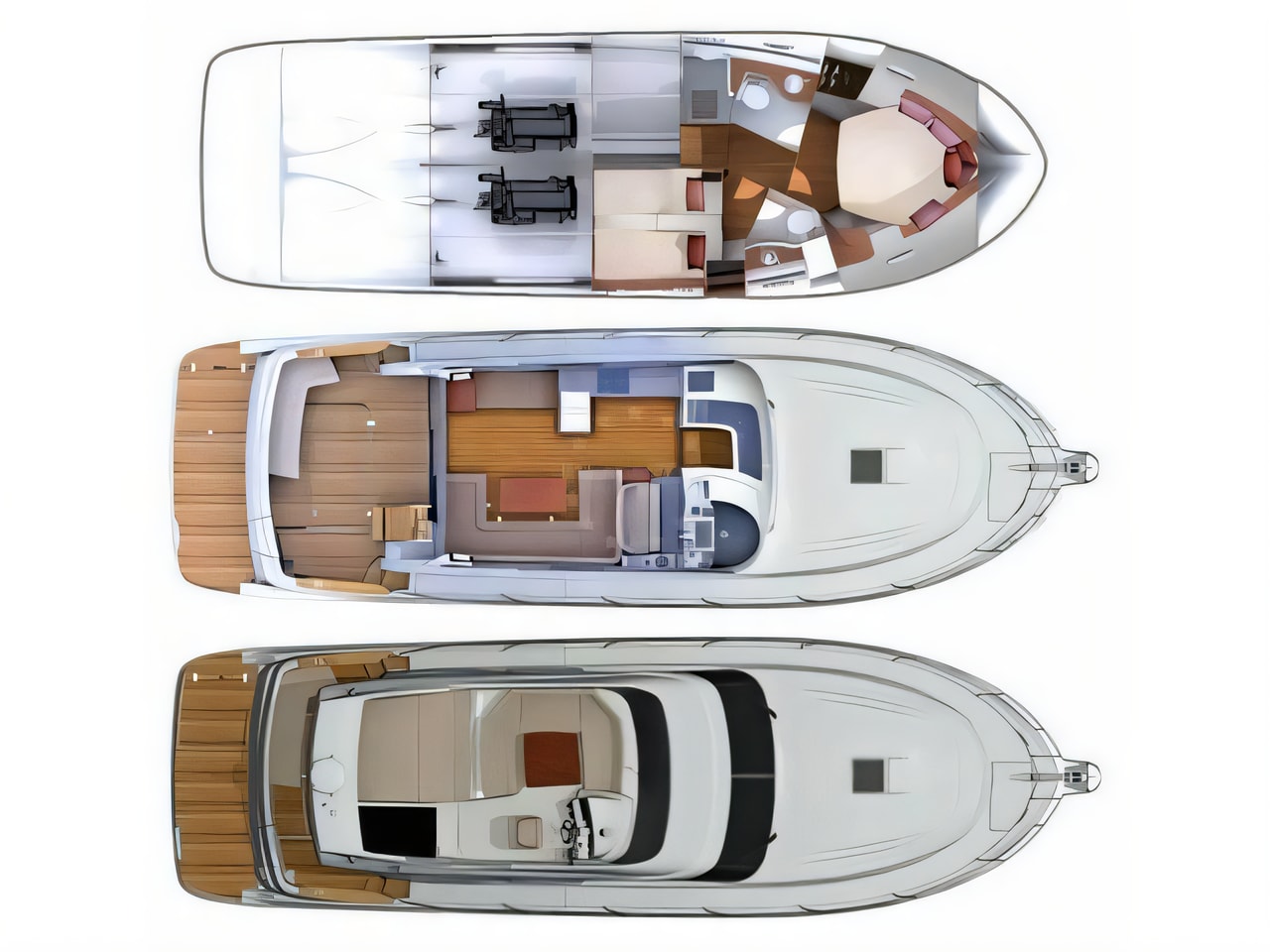 Interior of Antares 42 Fly motor boat with 2 cabins Croatia yacht charter
