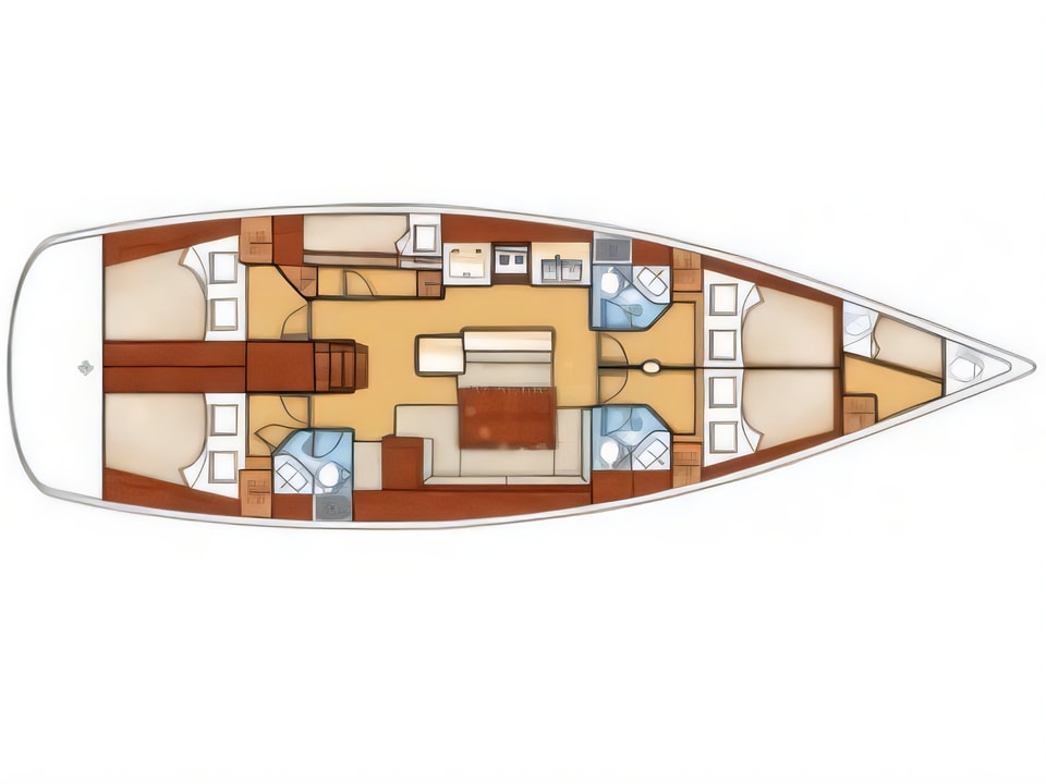 Layout of Oceanis 50 Family- 5+1 cab. sail boat with 6 cabins Croatia yacht charter