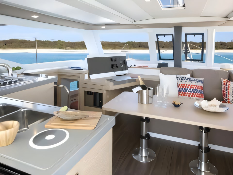 Interior of Fountaine Pajot Lucia 40 catamaran with 4 cabins Croatia yacht charter