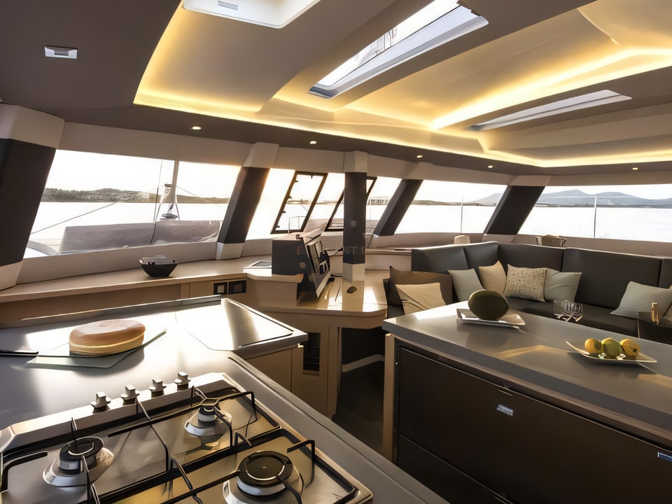 Interior of Saba 50 catamaran with 6 cabins Croatia yacht charter