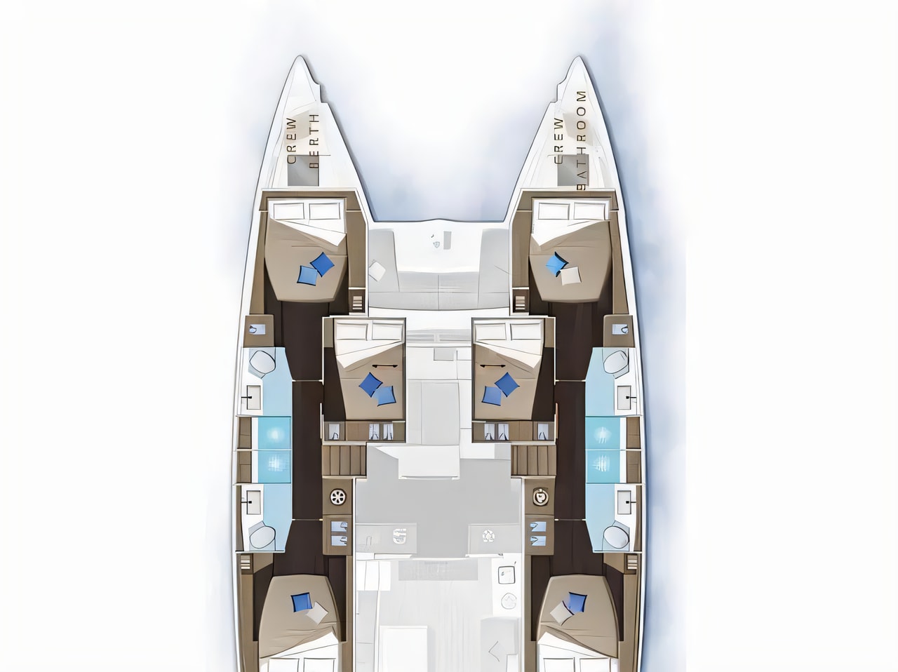 Interior of Lagoon 51 NEW catamaran with 7 cabins Croatia yacht charter