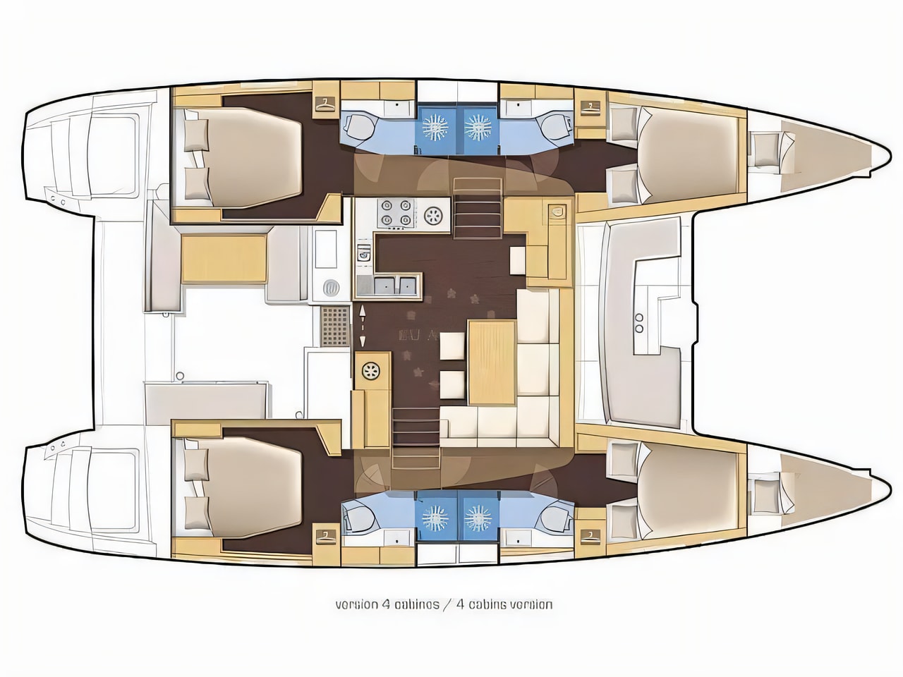Interior of Lagoon 450 Fly catamaran with 4 cabins Croatia yacht charter