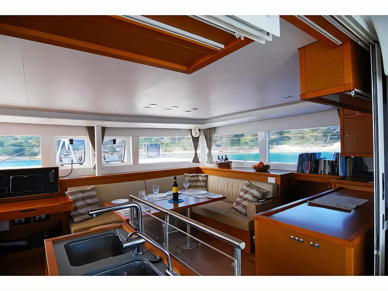 Layout of Lagoon 450 Fly catamaran with 4 cabins Croatia yacht charter