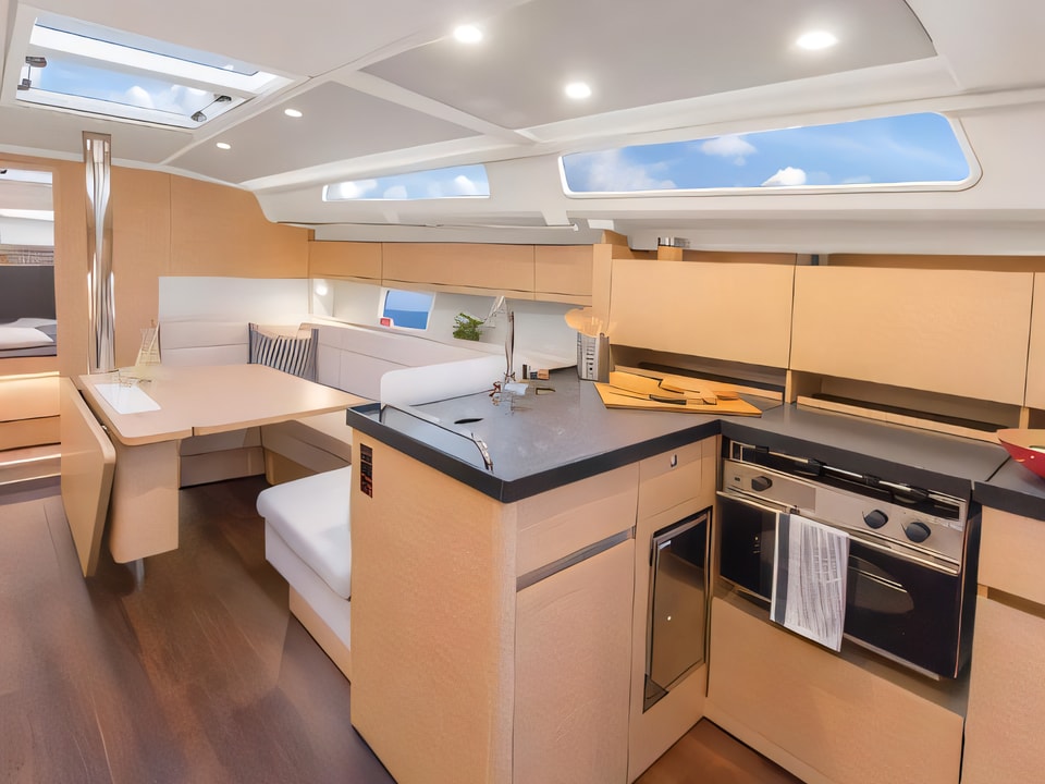 Interior of Hanse 418 sail boat with 3 cabins Croatia yacht charter