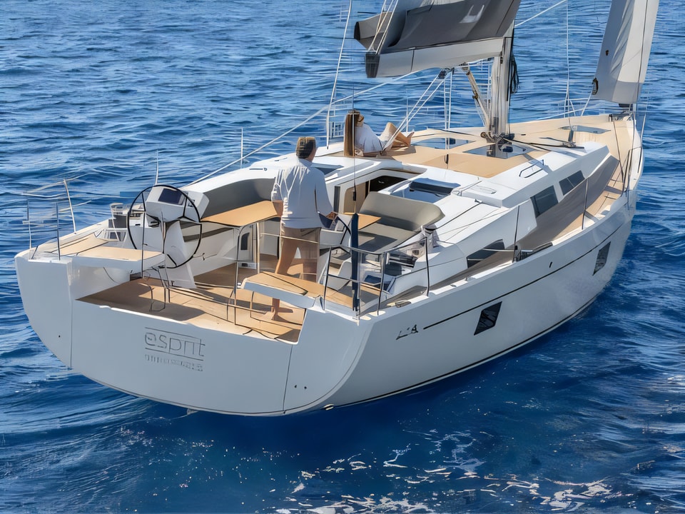 Exterior overview of Hanse 508 sail boat for charter from Rogoznica Marina Frapa in the Sibenik sailing area Croatia