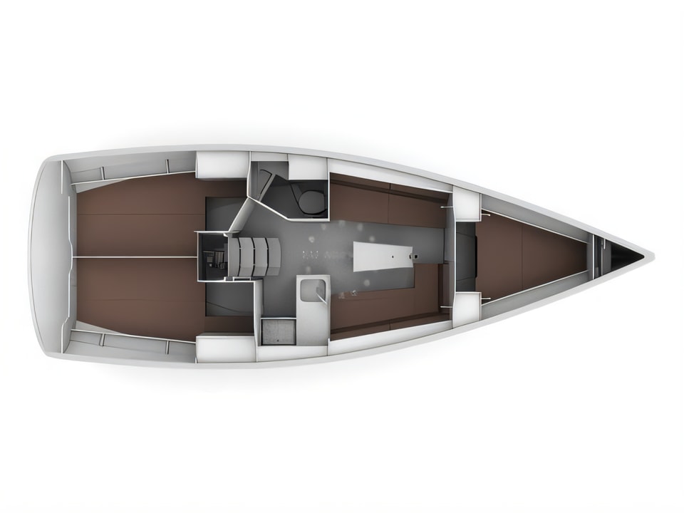 Layout of Bavaria Cruiser 34 - 3 cab sail boat with 3 cabins Croatia yacht charter