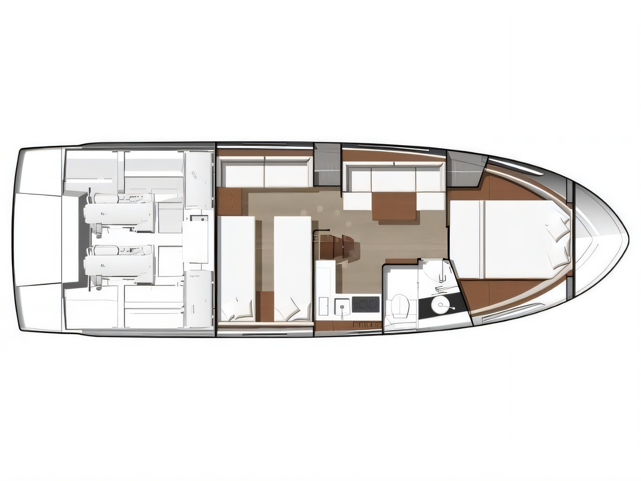 Interior of Leader 40 motor boat with 2 cabins Croatia yacht charter