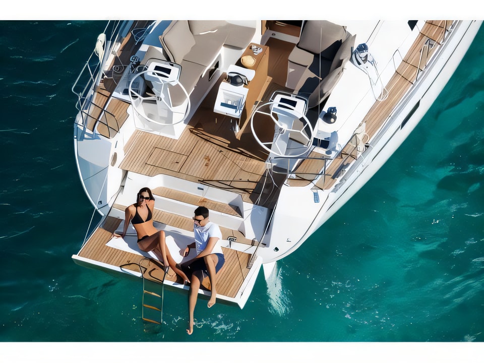 Exterior overview of Bavaria Cruiser 46. sail boat for charter from Biograd Kornati in the Zadar sailing area Croatia