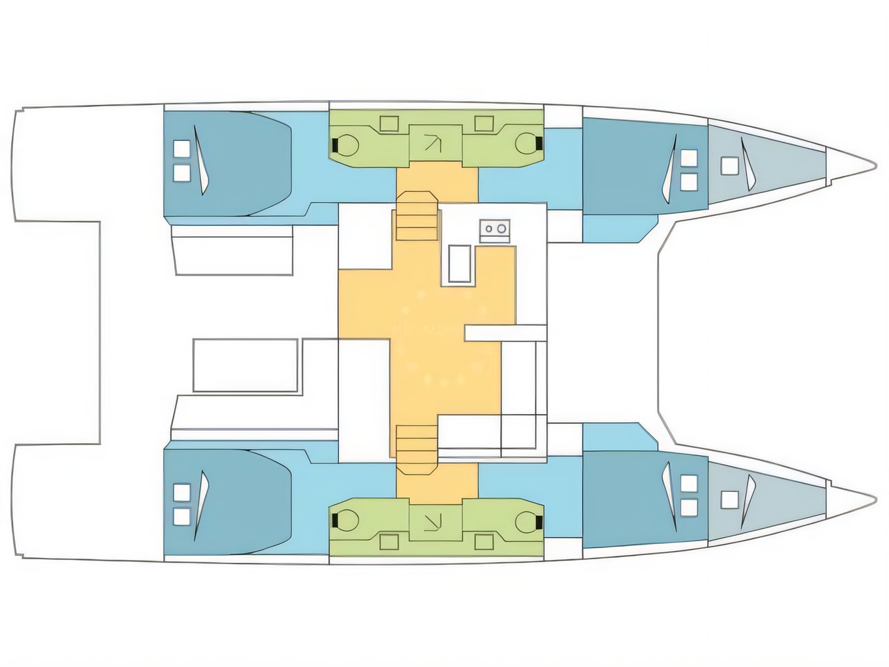 Interior of Nautitech 47 Power power catamaran with 4 cabins Croatia yacht charter