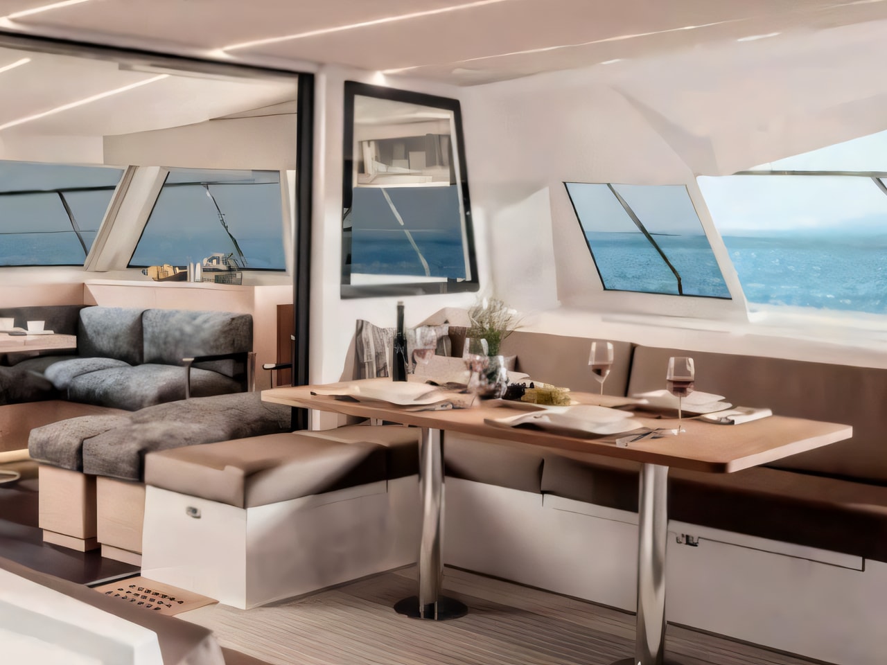 Layout of Nautitech 47 Power power catamaran with 4 cabins Croatia yacht charter