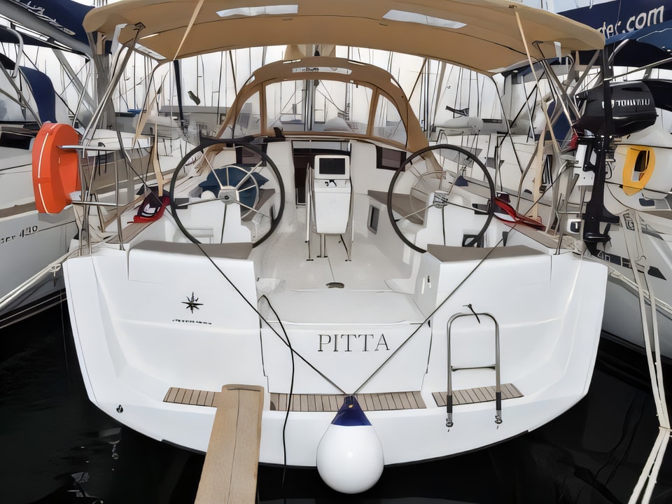 Exterior overview of Sun Odyssey 389 sail boat for charter from Dubrovnik ACI Marina in the Dubrovnik sailing area Croatia