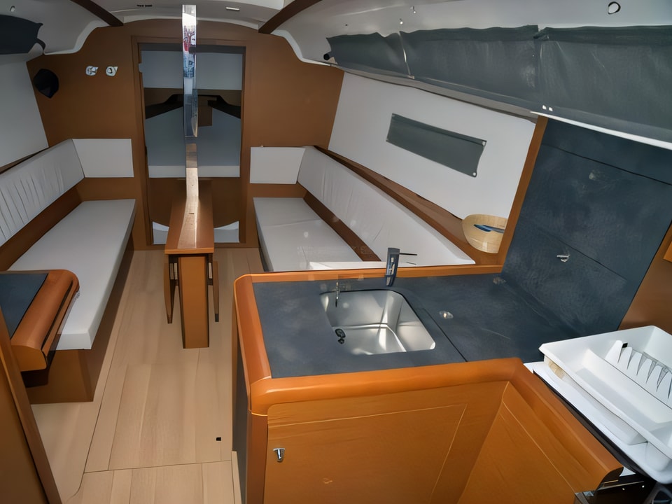 Interior of Sun Odyssey 349 sail boat with 3 cabins Croatia yacht charter