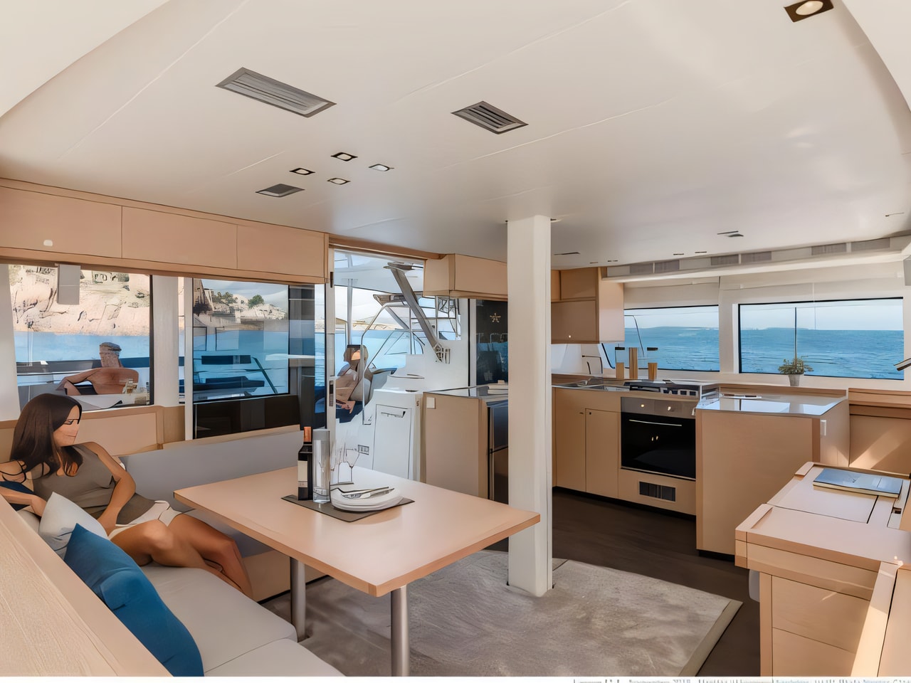 Layout of Lagoon 52F catamaran with 5 cabins Croatia yacht charter