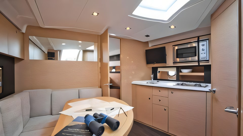 Interior of Monte Carlo 37 Hard Top motor boat with 2 cabins Croatia yacht charter