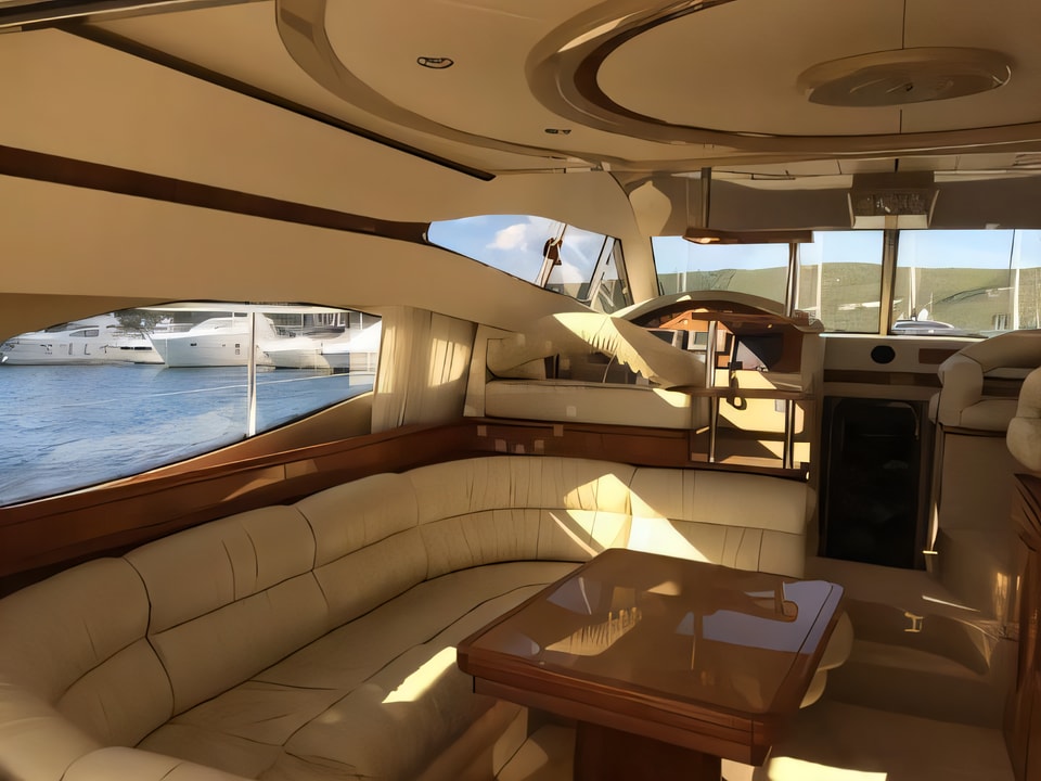 Interior of Ferretti 460 motoryacht with 3 cabins Croatia yacht charter