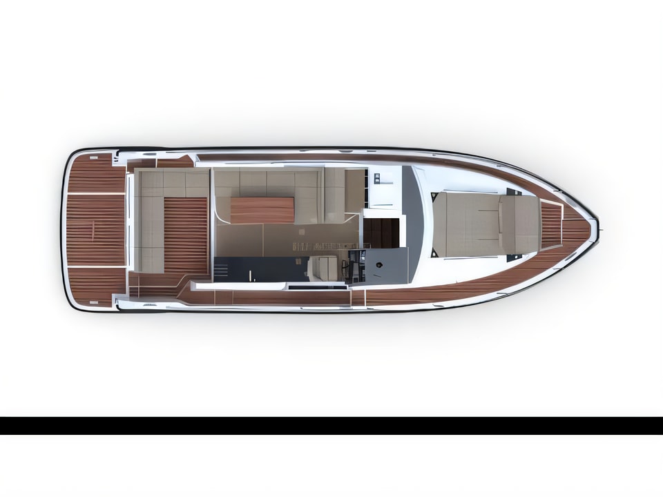 Layout of Grandezza 37 CA motoryacht with 2 cabins Croatia yacht charter