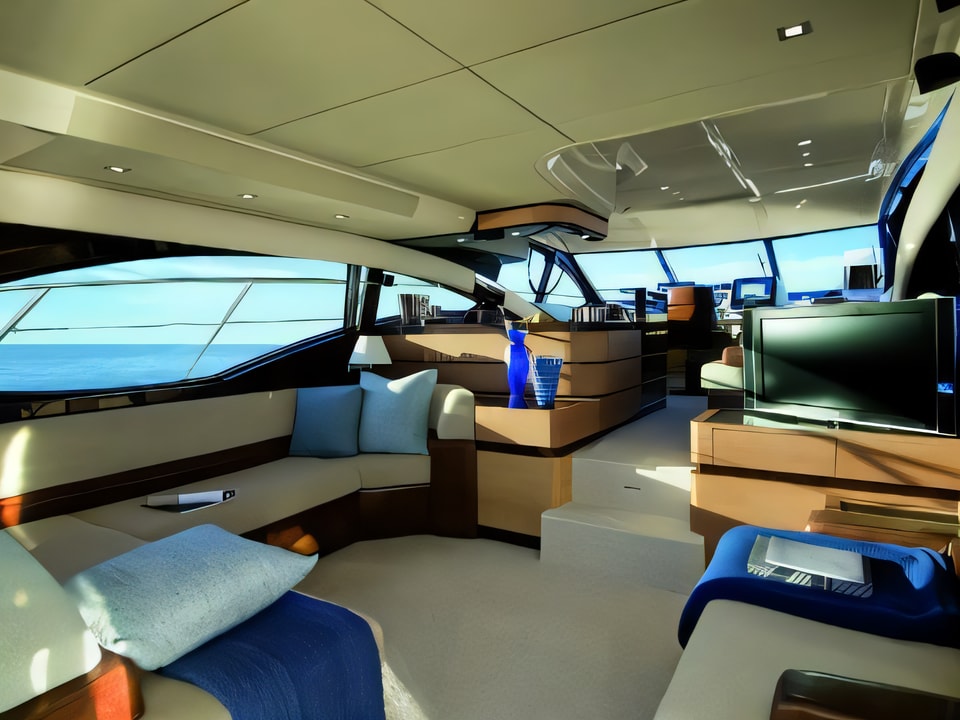 Interior of Azimut 58 motor boat with 3 cabins Croatia yacht charter