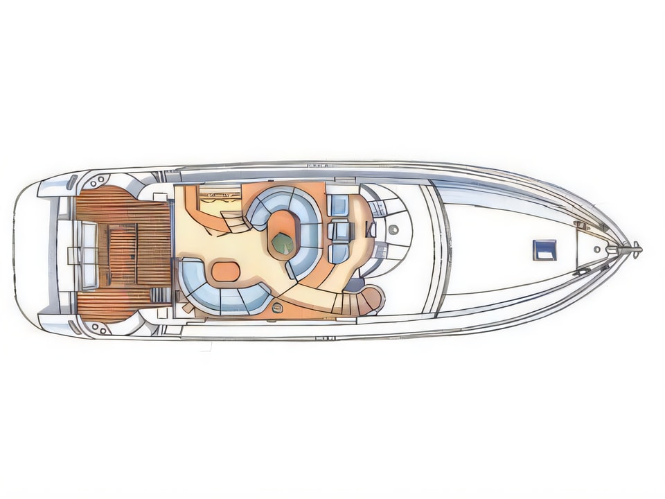 Layout of Azimut 58 motor boat with 3 cabins Croatia yacht charter