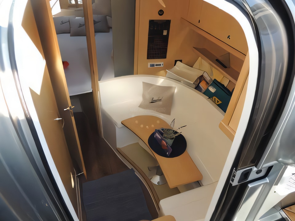 Interior of Mirakul 30 motor boat with 2 cabins Croatia yacht charter