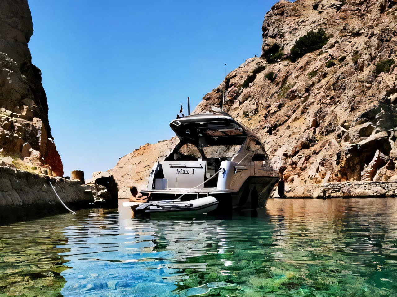 Layout of Mirakul 30 motor boat with 2 cabins Croatia yacht charter