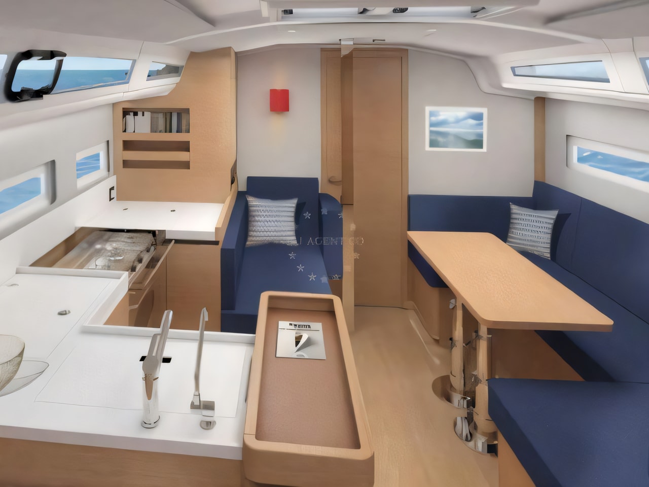 Layout of Sun Odyssey 410 sail boat with 3 cabins Croatia yacht charter