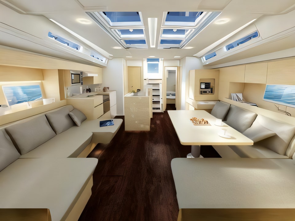 Interior of Hanse 588 sail boat with 5 cabins Croatia yacht charter
