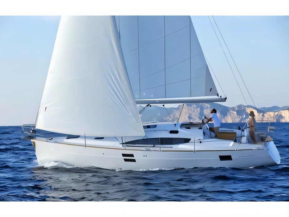 Exterior overview of Elan 40.1 sail boat for charter from Biograd Kornati in the Zadar sailing area Croatia
