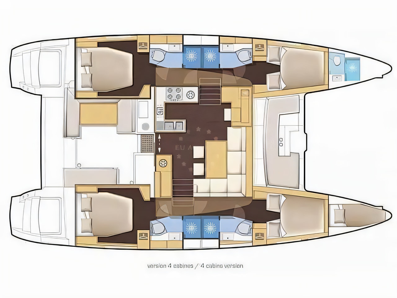 Interior of Lagoon 46 catamaran with 5 cabins Croatia yacht charter