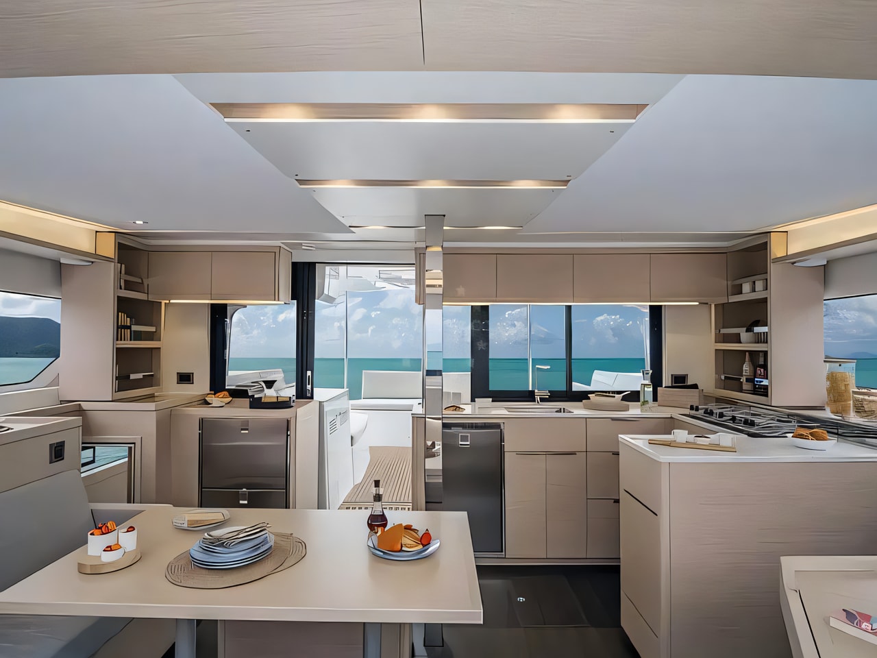 Layout of Lagoon 46 catamaran with 5 cabins Croatia yacht charter