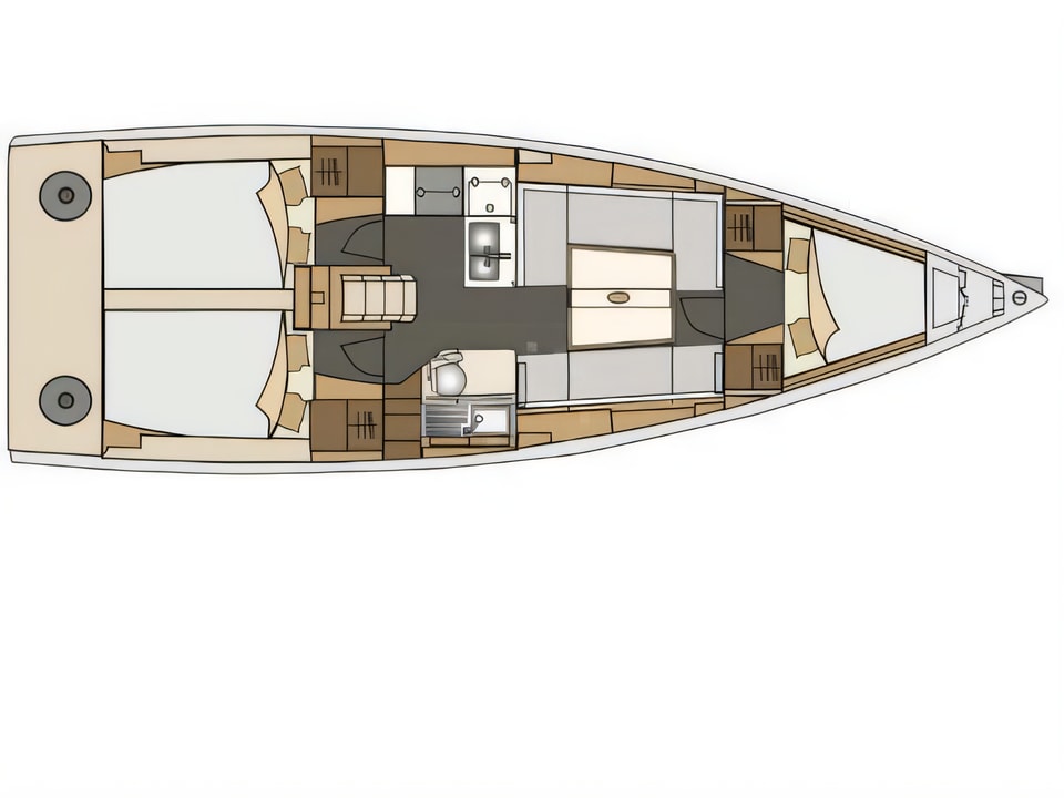 Elan 350 yacht layout 3 cabins Croatia charter