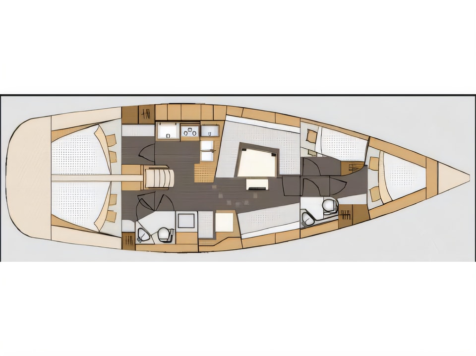 Layout of Elan 45 Impression sail boat with 4 cabins Croatia yacht charter
