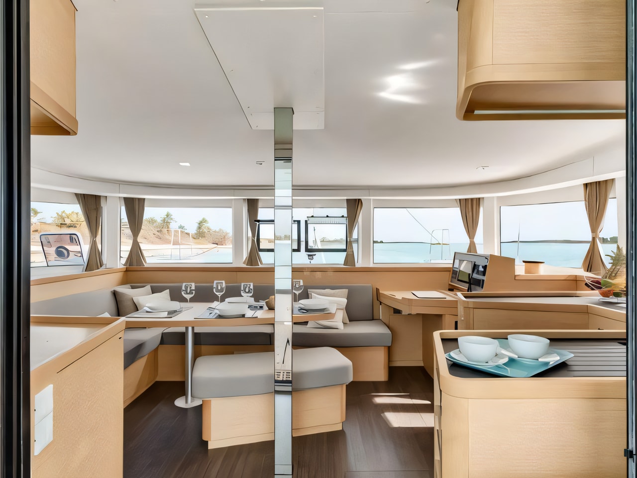 Layout of Lagoon 42 catamaran with 6 cabins Croatia yacht charter