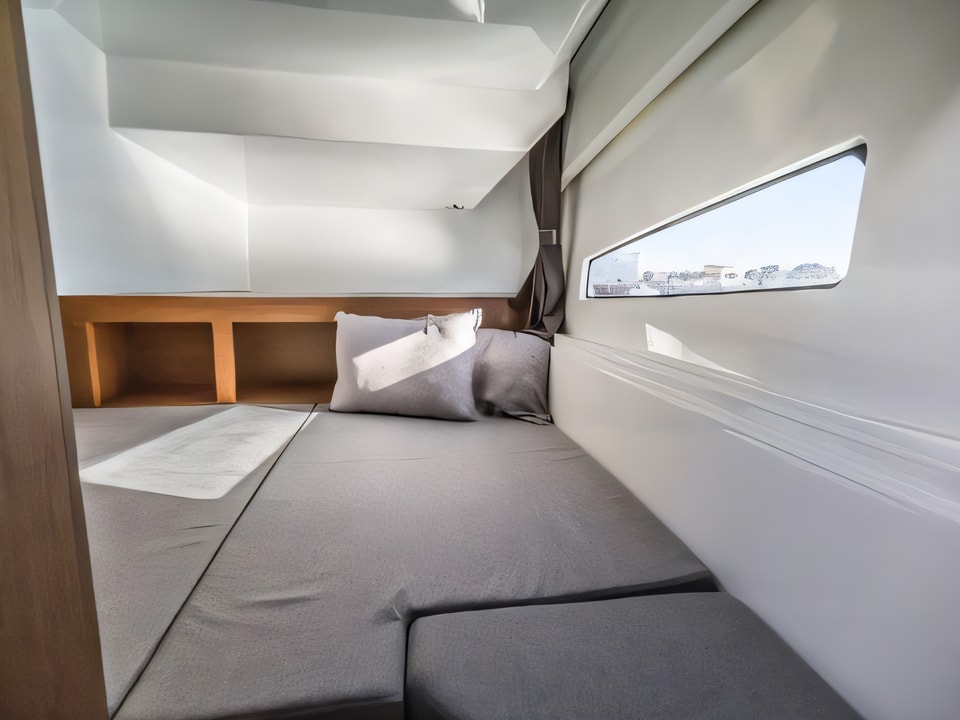 Interior of Antares 9 OB motor boat with 2 cabins Croatia yacht charter