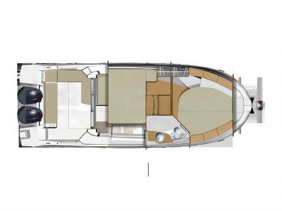 Layout of Antares 9 OB motor boat with 2 cabins Croatia yacht charter