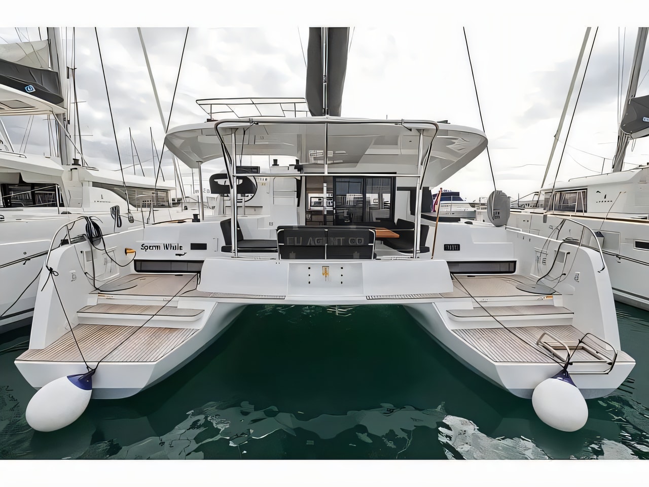 Exterior overview of Lagoon 42 catamaran for charter from Sukosan Marina Dalmacija in the Zadar sailing area Croatia