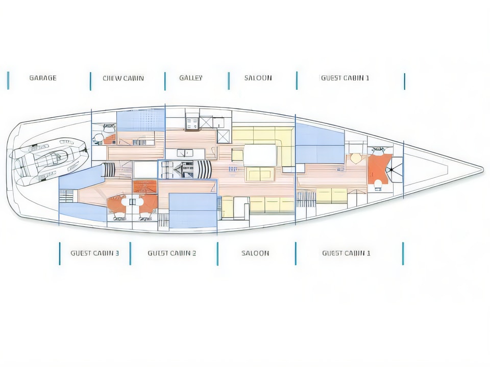 X-65 yacht layout 4 cabins Croatia charter