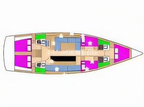 Interior of D&D Kufner 54.2 sail boat with 5 cabins Croatia yacht charter