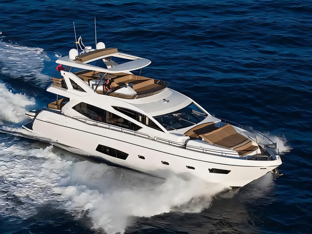 Exterior overview of Sunseeker Manhattan 73 motoryacht for charter from Sibenik Marina Mandalina in the Kornati sailing area Croatia