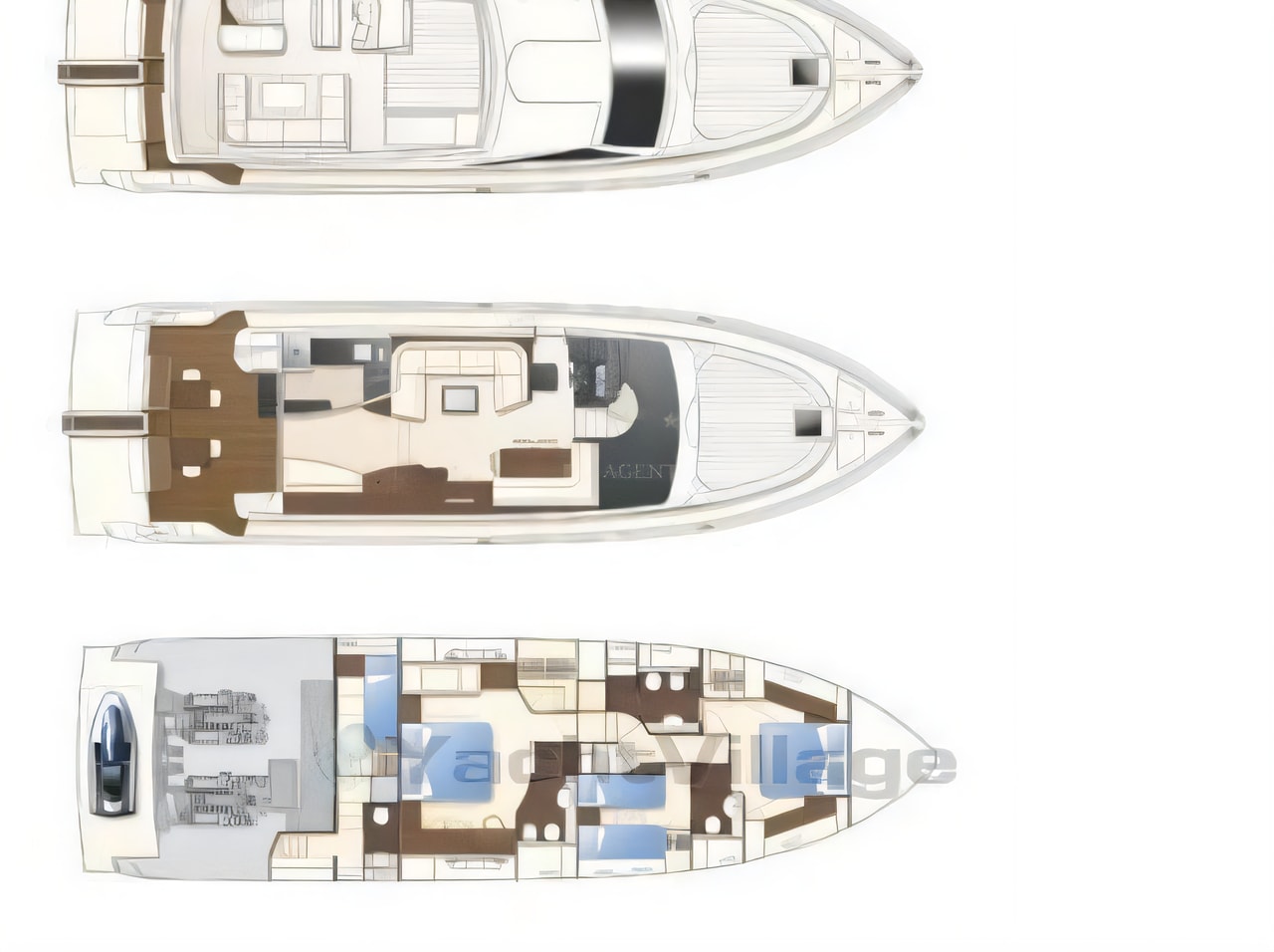 Interior of Ferretti 630 motoryacht with 4 cabins Croatia yacht charter