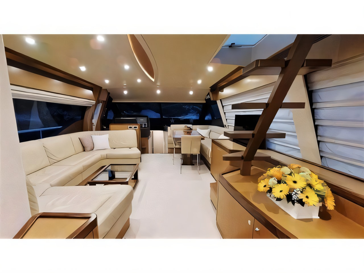Layout of Ferretti 630 motoryacht with 4 cabins Croatia yacht charter