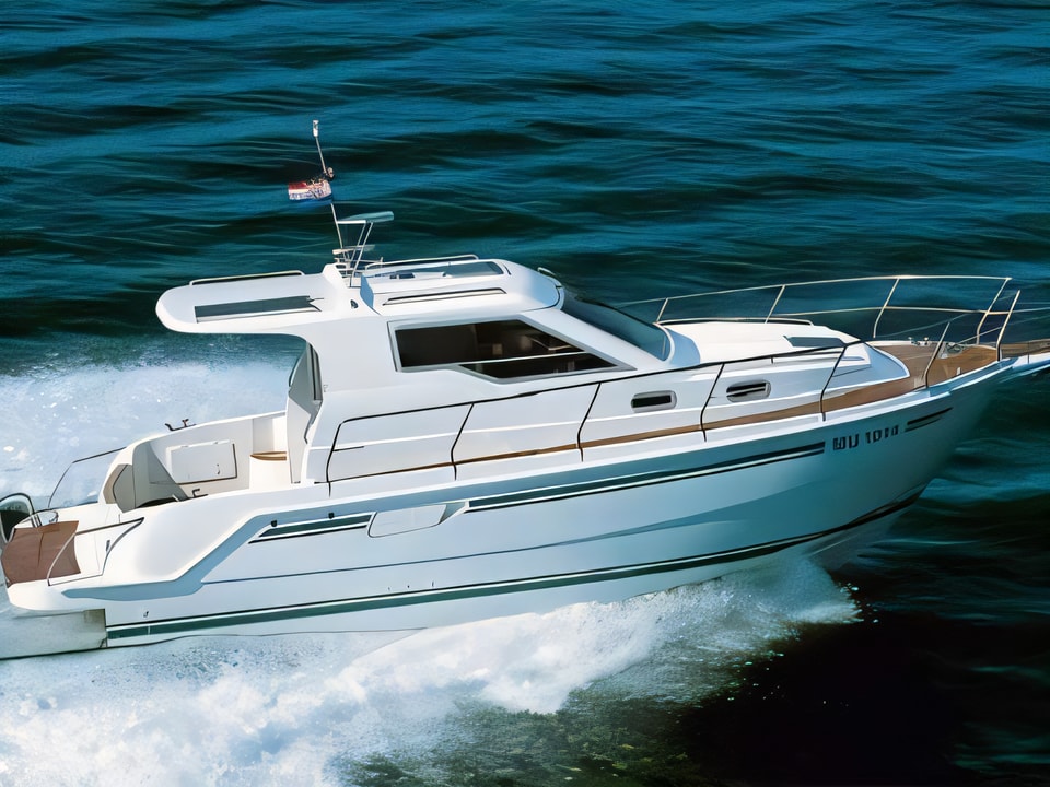 Exterior overview of Vektor 950 motor boat for charter from Biograd Sangulin in the Zadar sailing area Croatia
