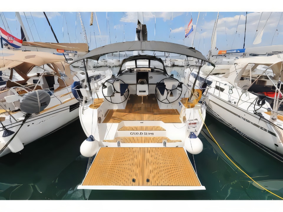 Exterior overview of Bavaria Cruiser 46 Style sail boat for charter from Pirovac in the Sibenik sailing area Croatia