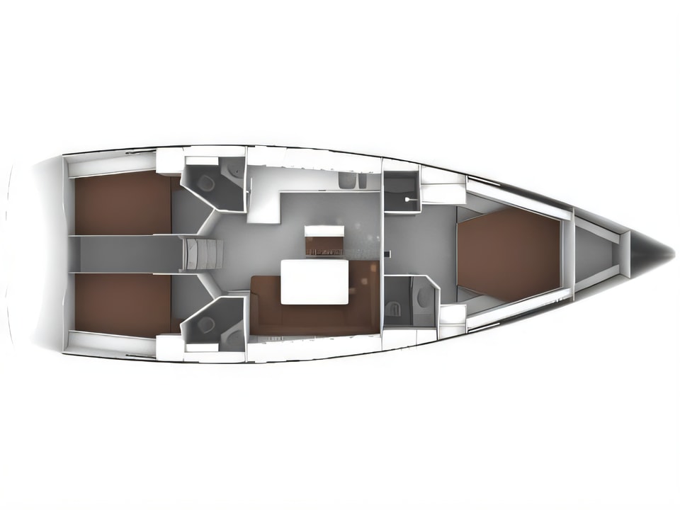 Layout of Bavaria Cruiser 46 Style sail boat with 3 cabins Croatia yacht charter