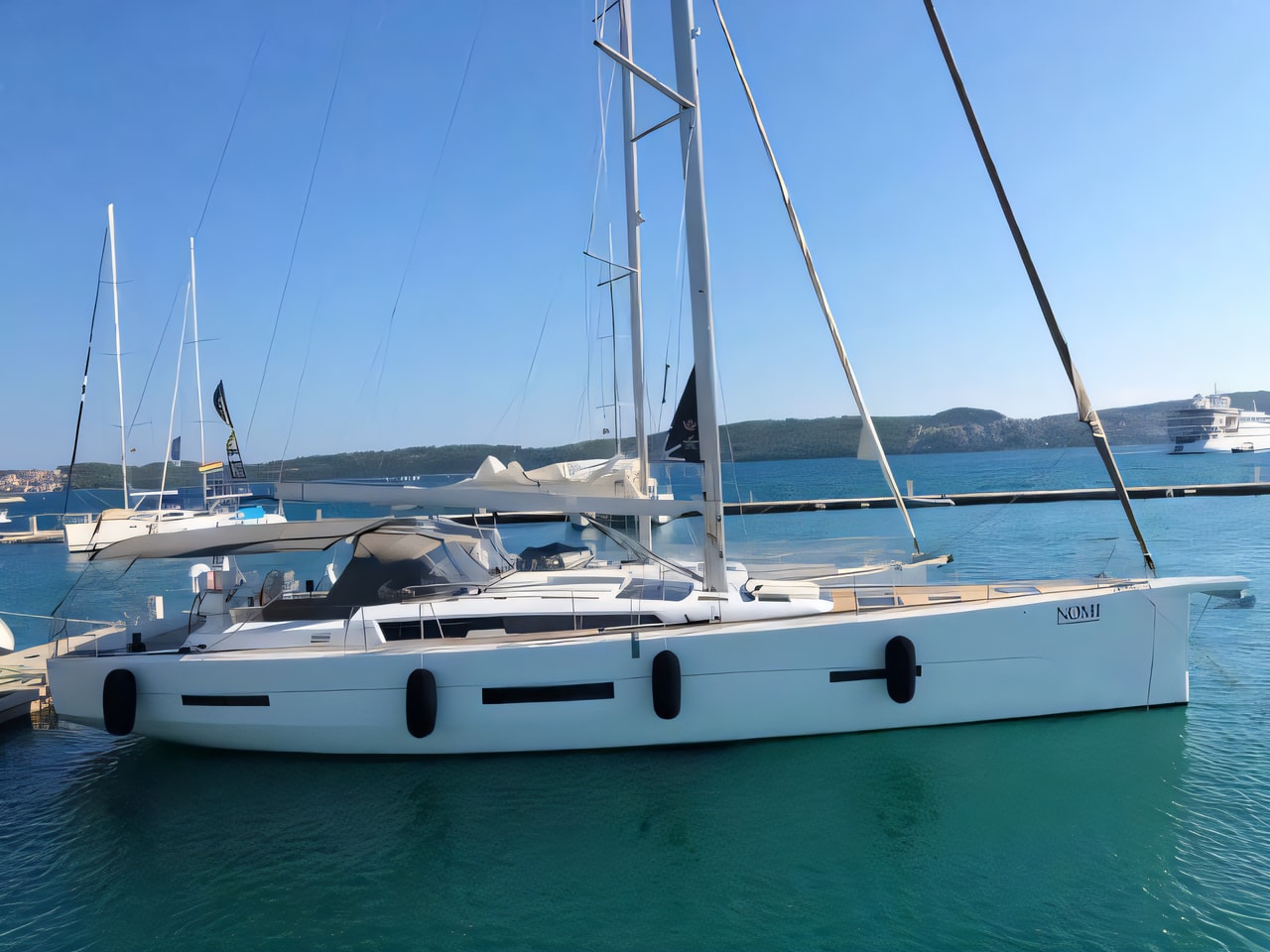 Exterior overview of Dufour 56 Exclusive sail boat for charter from Dubrovnik ACI Marina in the Dubrovnik sailing area Croatia