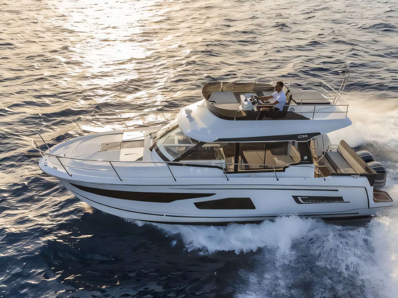 Exterior overview of Merry Fisher 1095 FLY motor boat for charter from Zadar Marina Borik in the Zadar sailing area Croatia