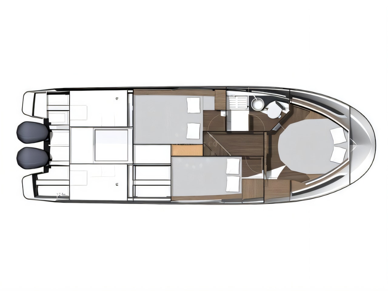 Interior of Merry Fisher 1095 FLY motor boat with 3 cabins Croatia yacht charter