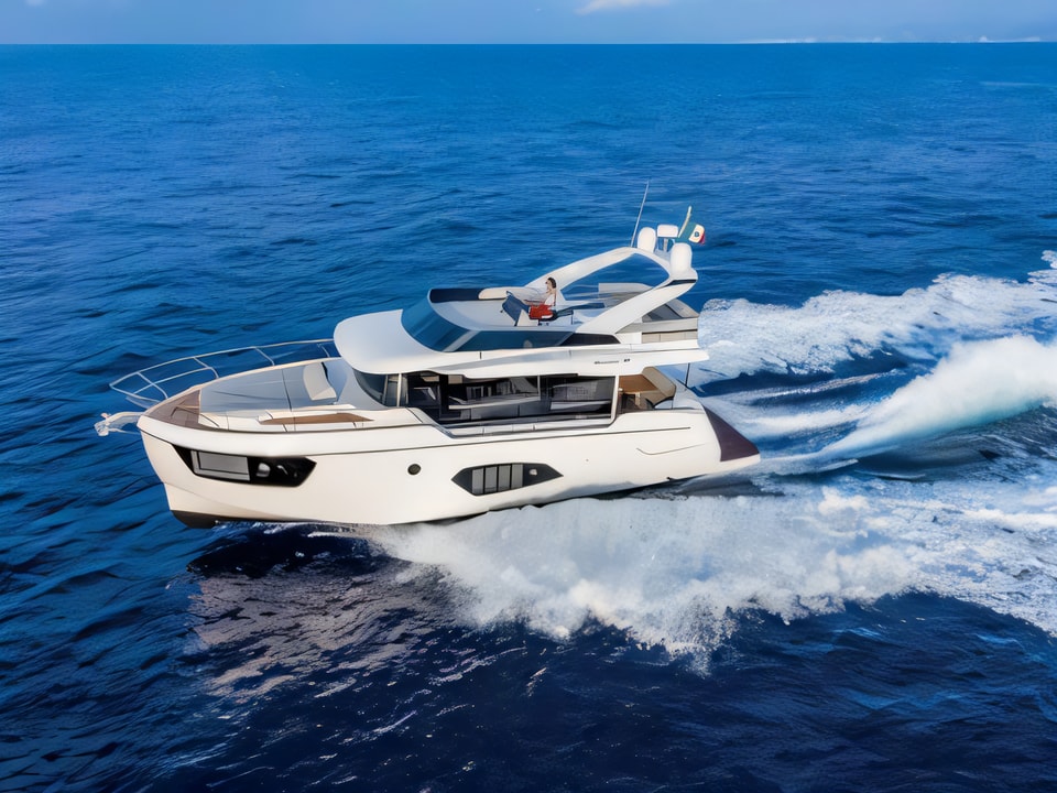 Exterior overview of Navetta 48 motoryacht for charter from Sibenik Marina Mandalina in the Sibenik sailing area Croatia