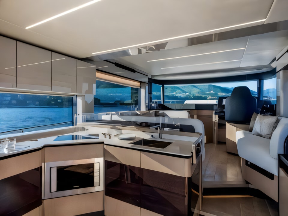 Interior of Navetta 48 motoryacht with 3 cabins Croatia yacht charter